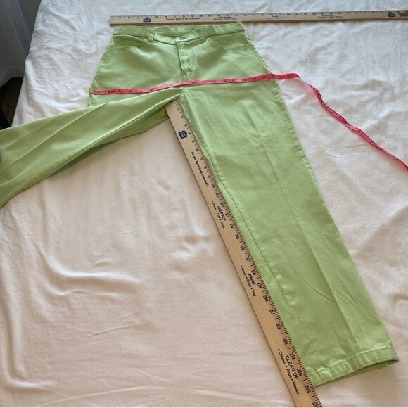 White Stag Apple Lime Green Jeans Pants  Pockets Straight Leg Zip Size 6P - Picture 9 of 10